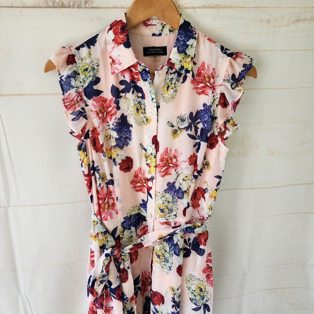 Tahari Floral Midi Dress Size 2 - Picture 3 of 12